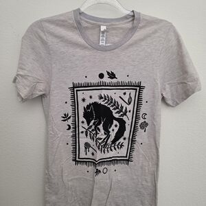 Heather Gray Graphic Fox Tee - Black Print